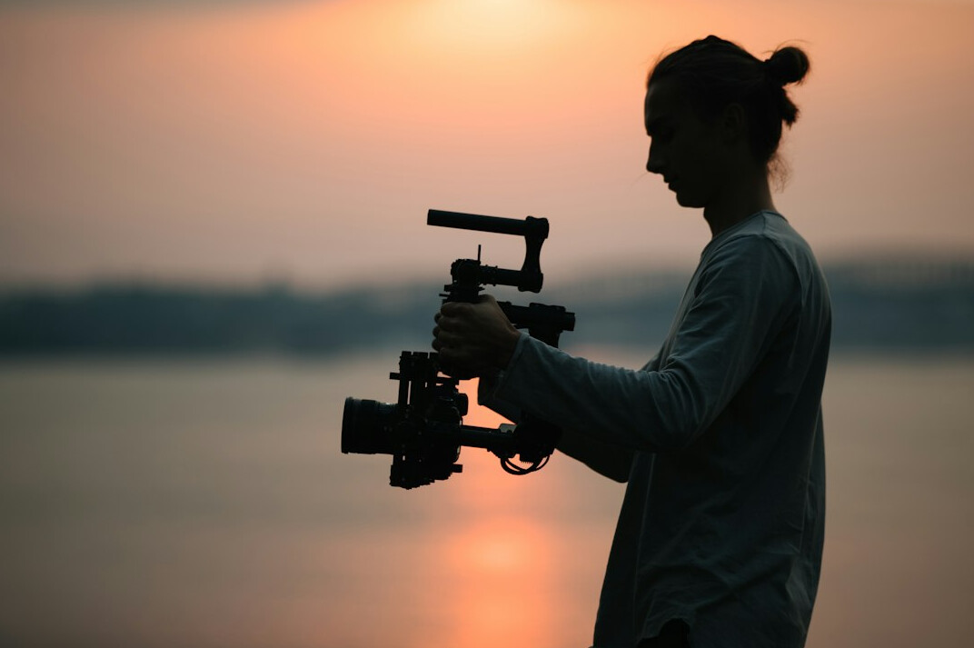 filmmaker reviewing footage