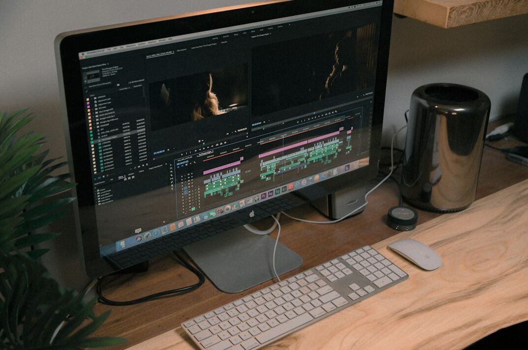 video editor at computer