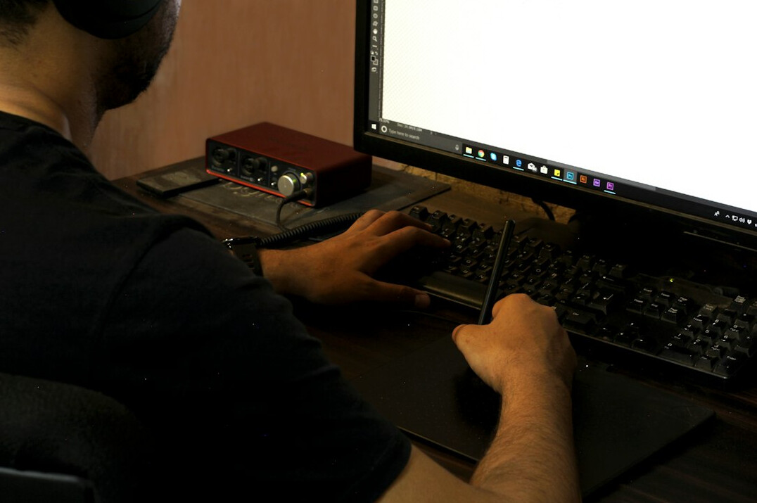 video editor at computer