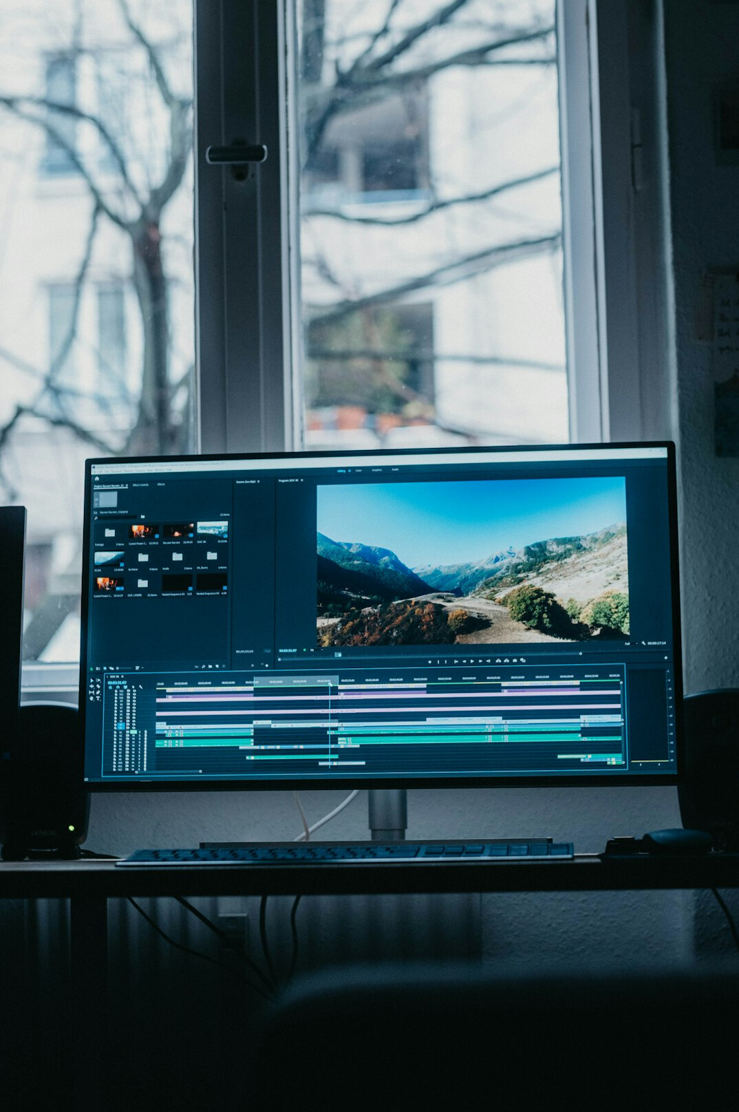 filmmaker reviewing footage on monitor